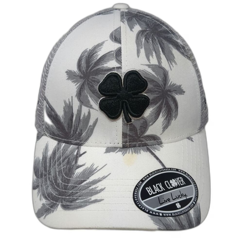 Black Clover Trucker Hat White Palm Tree Ocean Course Hokuala Snapback W/Tags